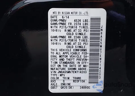 2014 Nissan Rogue Select S z USA, uszkodzony, nr VIN JN8AS5MV7EW714203